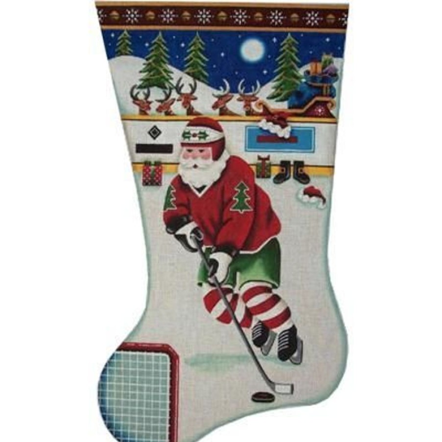 Christmas Stockings Rebecca Wood Designs  | Hockey Santa 13M